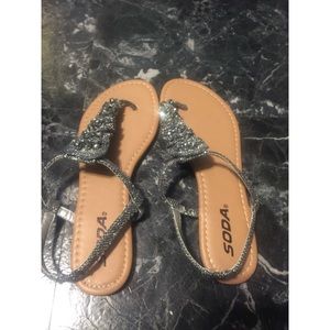 Gray sparkly sandals